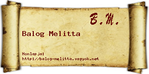 Balog Melitta névjegykártya